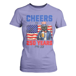 Vintage Cat Uncle Sam T Shirt For Women Cheers To 250 Years TS12 Violet Print Your Wear