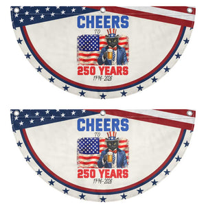 Vintage Cat Uncle Sam Patriotic Fan Flag Cheers To 250 Years