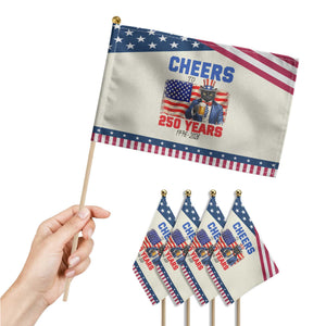 Vintage Cat Uncle Sam Patriotic Handheld Flag Cheers To 250 Years TS12 Print Your Wear