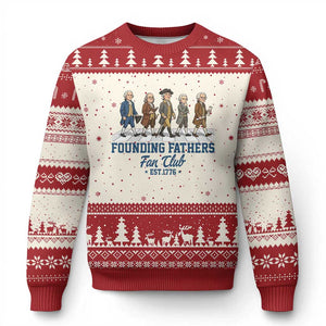 Funny Founding Fathers Fan Club Ugly Christmas Sweater Patriotic American History TS12 Beige Red Print Your Wear