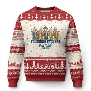 Funny Founding Fathers Fan Club Ugly Christmas Sweater American History Lovers TS12 Beige Red Print Your Wear