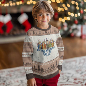 Funny Founding Fathers Fan Club Ugly Christmas Sweater American History Lovers TS12 Mocha Mousse Print Your Wear