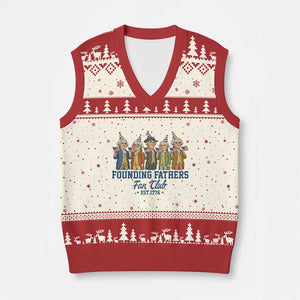Funny Founding Fathers Fan Club V-Neck Knit Sweater Vest American History Lovers TS12 Beige Red Print Your Wear