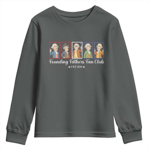 Funny Founding Fathers Fan Club Patriotic History Youth Sweatshirt TS12 Dark Heather Print Your Wear