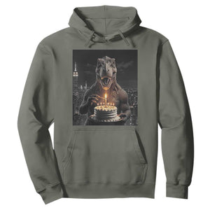 Funny Birthday Dinosaur Hoodie Prehistoric Party Celebration TS12 Military Green Print Your Wear
