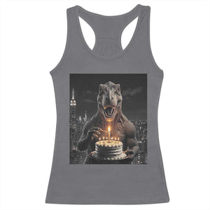 Funny Birthday Dinosaur Racerback Tank Top Prehistoric Party Celebration TS12 Charcoal Print Your Wear