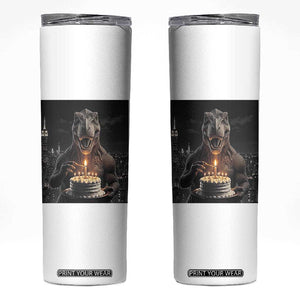 Funny Birthday Dinosaur Skinny Tumbler Prehistoric Party Celebration TS12 White Print Your Wear