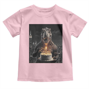 Funny Birthday Dinosaur Toddler T Shirt Prehistoric Party Celebration TS12 Light Pink Print Your Wear
