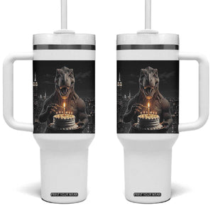 Funny Birthday Dinosaur Tumbler With Handle Prehistoric Party Celebration TS12 One Size: 40 oz White Print Your Wear