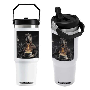Funny Birthday Dinosaur Flip Straw Tumbler Prehistoric Party Celebration TS12 One Size: 30 oz White Print Your Wear