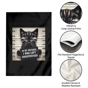 Funny Bad Cat Attitude Garden Flag In My Defense I Was Left Unsupervised TS12 Print Your Wear