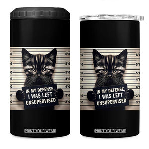 Funny Bad Cat Attitude 4 in 1 Can Cooler Tumbler In My Defense I Was Left Unsupervised TS12 One Size: 16 oz Black Print Your Wear