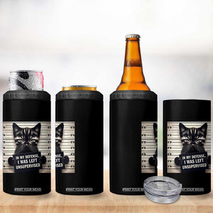 Funny Bad Cat Attitude 4 in 1 Can Cooler Tumbler In My Defense I Was Left Unsupervised TS12 Print Your Wear
