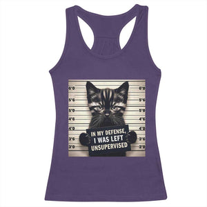Funny Bad Cat Attitude Racerback Tank Top In My Defense I Was Left Unsupervised TS12 Purple Print Your Wear