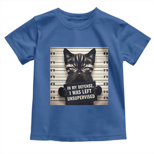 Funny Bad Cat Attitude Toddler T Shirt In My Defense I Was Left Unsupervised TS12 Royal Blue Print Your Wear
