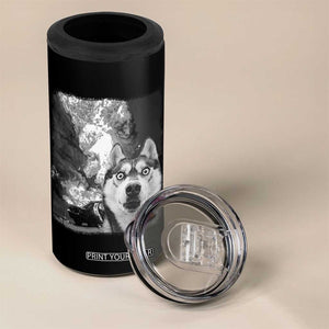 Funny Husky Chaos 4 in 1 Can Cooler Tumbler Cool Dog Selfie With Burning Car TS12 Print Your Wear