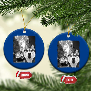 Funny Husky Chaos Ceramic Ornament Cool Dog Selfie With Burning Car TS12 1pc Blue Print Your Wear
