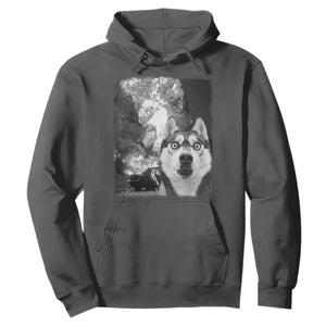 Funny Husky Chaos Hoodie Cool Dog Selfie With Burning Car TS12 Dark Heather Print Your Wear