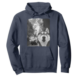 Funny Husky Chaos Hoodie Cool Dog Selfie With Burning Car TS12 Navy Print Your Wear