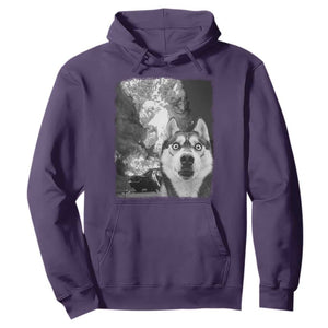 Funny Husky Chaos Hoodie Cool Dog Selfie With Burning Car TS12 Purple Print Your Wear