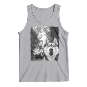 Funny Husky Chaos Tank Top Cool Dog Selfie With Burning Car TS12 Athletic Heather Print Your Wear