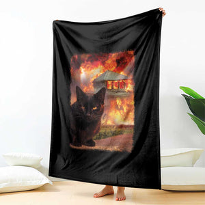 Funny Crazy Cat Selfie Throw Blanket Bad Kitty Chaos Humor Graphic TS12 Print Your Wear