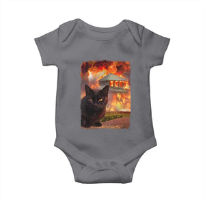 Funny Crazy Cat Selfie Baby Onesie Bad Kitty Chaos Humor Graphic TS12 Charcoal Print Your Wear