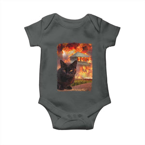 Funny Crazy Cat Selfie Baby Onesie Bad Kitty Chaos Humor Graphic TS12 Dark Heather Print Your Wear