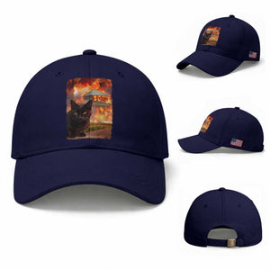 Funny Crazy Cat Selfie Baseball Cap Bad Kitty Chaos Humor Graphic TS12 Baseball Cap Universal Fit Dark Blue Print Your Wear