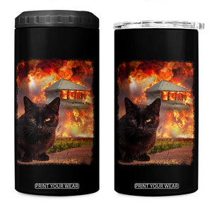 Funny Crazy Cat Selfie 4 in 1 Can Cooler Tumbler Bad Kitty Chaos Humor Graphic TS12 One Size: 16 oz Black Print Your Wear