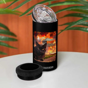Funny Crazy Cat Selfie 4 in 1 Can Cooler Tumbler Bad Kitty Chaos Humor Graphic TS12 Print Your Wear