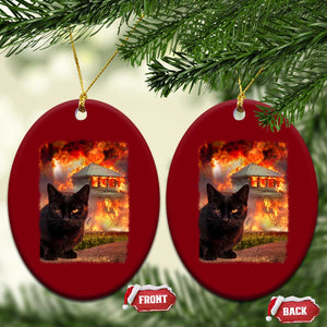 Funny Crazy Cat Selfie Ceramic Ornament Bad Kitty Chaos Humor Graphic TS12 Print Your Wear
