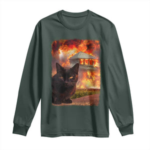 Funny Crazy Cat Selfie Long Sleeve Shirt Bad Kitty Chaos Humor Graphic TS12 Dark Forest Green Print Your Wear