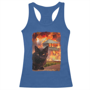 Funny Crazy Cat Selfie Racerback Tank Top Bad Kitty Chaos Humor Graphic TS12 Royal Blue Print Your Wear