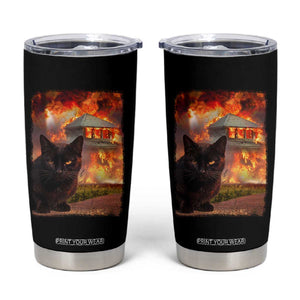 Funny Crazy Cat Selfie Tumbler Cup Bad Kitty Chaos Humor Graphic TS12 Black Print Your Wear