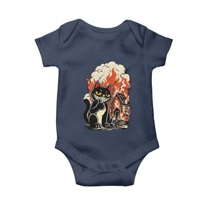 Funny Trouble Maker Cat Baby Onesie Cute Mischief Graphic Gift For Cat Lover TS12 Navy Print Your Wear