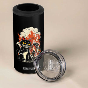 Funny Trouble Maker Cat 4 in 1 Can Cooler Tumbler Cute Mischief Graphic Gift For Cat Lover TS12 Print Your Wear