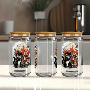 Funny Trouble Maker Cat Glass Can Cute Mischief Graphic Gift For Cat Lover TS12 Print Your Wear