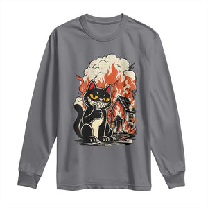 Funny Trouble Maker Cat Long Sleeve Shirt Cute Mischief Graphic Gift For Cat Lover TS12 Charcoal Print Your Wear