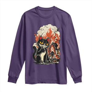 Funny Trouble Maker Cat Long Sleeve Shirt Cute Mischief Graphic Gift For Cat Lover TS12 Purple Print Your Wear