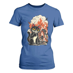 Funny Trouble Maker Cat T Shirt For Women Cute Mischief Graphic Gift For Cat Lover TS12 Royal Blue Print Your Wear