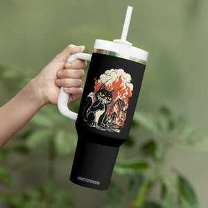 Funny Trouble Maker Cat Tumbler With Handle Cute Mischief Graphic Gift For Cat Lover TS12 Print Your Wear