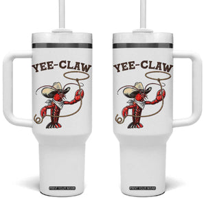 Yee Claw Tumbler With Handle Funny Crawfish Cajun Seafood Festival TS12 One Size: 40 oz White Print Your Wear