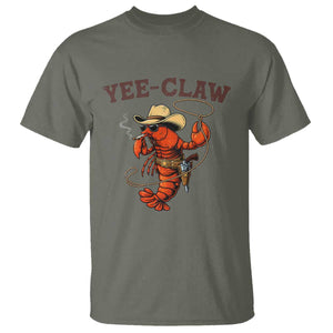Yee Claw Southern Crawfish T Shirt Funny Seafood Party Graphic TS12 Military Green Print Your Wear