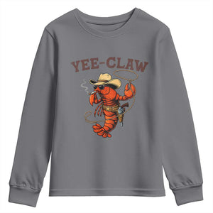 Yee Claw Southern Crawfish Youth Sweatshirt Funny Seafood Party Graphic TS12 Charcoal Print Your Wear