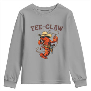 Yee Claw Southern Crawfish Youth Sweatshirt Funny Seafood Party Graphic TS12 Sport Gray Print Your Wear