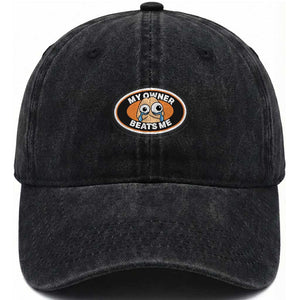Humorous Dark Humor Washed Cotton Baseball Cap My Owner Beats Me TS12 Print Your Wear