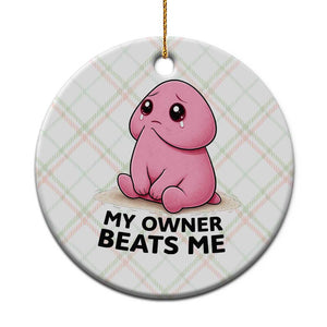 Funny Raunchy Meme My Owner Beats Me Ceramic Ornament Sarcastic Adult Gag Gift TS12 1pc Christmas Plaid Print Your Wear