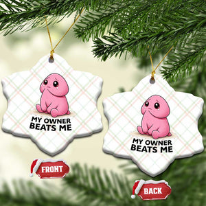 Funny Raunchy Meme My Owner Beats Me Ceramic Ornament Sarcastic Adult Gag Gift TS12 Print Your Wear
