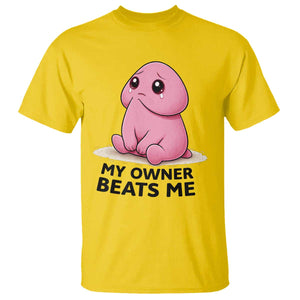 Funny Raunchy Meme My Owner Beats Me T Shirt Sarcastic Adult Gag Gift TS12 Daisy Print Your Wear